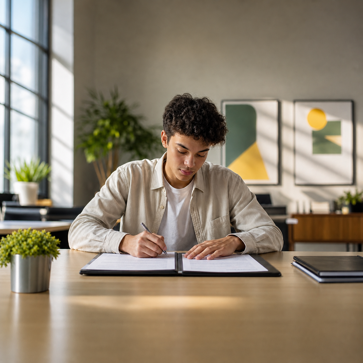 Young Professional Filling Out First Day Paperwork-1